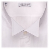 Viola Milano - White Cotton Dress Shirt With Wing Collar And Double Cuffs - Handmade in Italy - Luxury Exclusive Collection