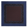 Viola Milano - Artisan Paisley Archive Printed Silk Pocket Square - Blue/Brown - Handmade in Italy - Luxury Exclusive Collection