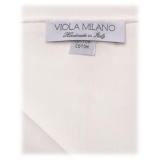 Viola Milano - Box of 3 Classic Solid Cotton Pocket Square - White - Handmade in Italy - Luxury Exclusive Collection