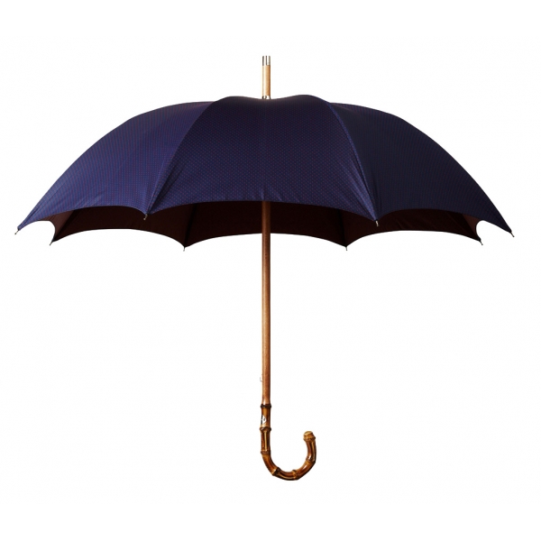 Viola Milano - Classic Polka dot Bamboo Umbrella - Navy/Red - Handmade in Italy - Luxury Exclusive Collection