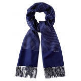 Viola Milano - Classic Polka Dot Madder Silk Scarf - Navy - Handmade in Italy - Luxury Exclusive Collection