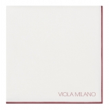 Viola Milano - Classic Shoestring 100% Cotton Pocket Square - Burgundy - Handmade in Italy - Luxury Exclusive Collection
