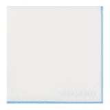 Viola Milano - Classic Shoestring 100% Cotton Pocket Square - Light Blue - Handmade in Italy - Luxury Exclusive Collection