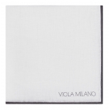 Viola Milano - Classic Shoestring 100% Linen Pocket Square - Black - Handmade in Italy - Luxury Exclusive Collection