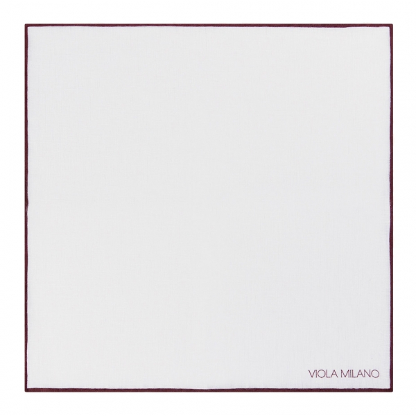 Viola Milano - Classic Shoestring 100% Linen Pocket Square - Burgundy - Handmade in Italy - Luxury Exclusive Collection