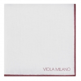 Viola Milano - Classic Shoestring 100% Linen Pocket Square - Burgundy - Handmade in Italy - Luxury Exclusive Collection