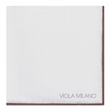 Viola Milano - Classic Shoestring 100% Linen Pocket Square - Brown - Handmade in Italy - Luxury Exclusive Collection