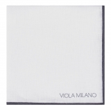 Viola Milano - Classic Shoestring 100% Linen Pocket Square - Navy - Handmade in Italy - Luxury Exclusive Collection