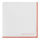 Viola Milano - Classic Shoestring 100% Linen Pocket Square - Orange - Handmade in Italy - Luxury Exclusive Collection