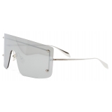 Alexander McQueen - Occhiali da Sole A Mascherina Spike Studs - Argento - Alexander McQueen Eyewear