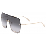 Alexander McQueen - Studs Structure Mask Sunglasses - Gold Grey - Alexander McQueen Eyewear