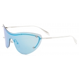 Alexander McQueen - Women's Spike Studs Cat-Eye Mask Sunglasses - Blue Silver - Alexander McQueen Eyewear