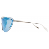 Alexander McQueen - Women's Spike Studs Cat-Eye Mask Sunglasses - Blue Silver - Alexander McQueen Eyewear