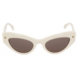 Alexander McQueen - Occhiali da Sole Cat-Eye Spike Studs da Donna - Avorio - Alexander McQueen Eyewear