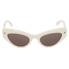 Alexander McQueen - Women's Spike Studs Cat-Eye Sunglasses - Ivory - Alexander McQueen Eyewear