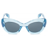 Alexander McQueen - Women's The Curve Cat-Eye Sunglasses - Light Blue - Alexander McQueen Eyewear