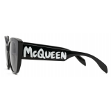 Alexander McQueen - Women's McQueen Graffiti Cat-Eye Sunglasses - Black Grey - Alexander McQueen Eyewear