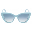 Alexander McQueen - Women's McQueen Graffiti Cat-Eye Sunglasses - Light Blue - Alexander McQueen Eyewear