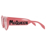 Alexander McQueen - Women's McQueen Graffiti Oval Sunglasses - Pink - Alexander McQueen Eyewear