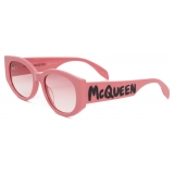 Alexander McQueen - Occhiali da Sole McQueen Graffiti Ovali da Donna - Rosa - Alexander McQueen Eyewear