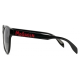 Alexander McQueen - Women's McQueen Graffiti Round Sunglasses - Black Grey - Alexander McQueen Eyewear