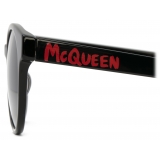 Alexander McQueen - Occhiali da Sole McQueen Graffiti Rotondi da Donna - Nero Grigio - Alexander McQueen Eyewear