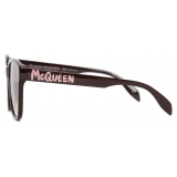 Alexander McQueen - Women's McQueen Graffiti Square Sunglasses - Burgundy - Alexander McQueen Eyewear