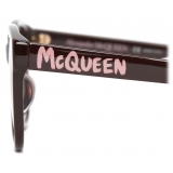 Alexander McQueen - Women's McQueen Graffiti Square Sunglasses - Burgundy - Alexander McQueen Eyewear