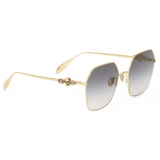 Alexander McQueen - Women's Metal Skull Droplets Sunglasses - Gold - Alexander McQueen Eyewear