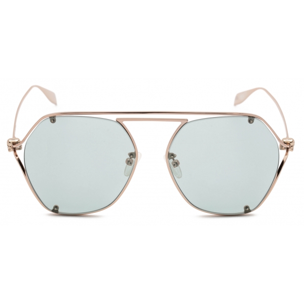 Alexander McQueen - Women's Skull Hinge Geometrical Sunglasses - Gold - Alexander McQueen Eyewear