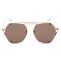 Alexander McQueen - Skull Hinge Geometrical Sunglasses - Gold Brown - Alexander McQueen Eyewear