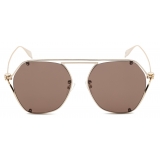 Alexander McQueen - Skull Hinge Geometrical Sunglasses - Gold Brown - Alexander McQueen Eyewear