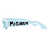 Alexander McQueen - Occhiali da Sole Slashed McQueen Graffiti da Donna - Azzurro - Alexander McQueen Eyewear