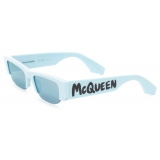 Alexander McQueen - Women's McQueen Graffiti Slashed Sunglasses - Light Blue - Alexander McQueen Eyewear