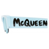 Alexander McQueen - Women's McQueen Graffiti Slashed Sunglasses - Light Blue - Alexander McQueen Eyewear