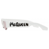 Alexander McQueen - Occhiali da Sole Slashed McQueen Graffiti da Donna - Bianco - Alexander McQueen Eyewear