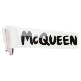 Alexander McQueen - Occhiali da Sole Slashed McQueen Graffiti da Donna - Bianco - Alexander McQueen Eyewear