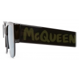Alexander McQueen - Occhiali da Sole Quadrati McQueen Graffiti - Nero Verde - Alexander McQueen Eyewear
