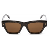 Alexander McQueen - Men's Spike Studs Rectangular Sunglasses - Grey Brown - Alexander McQueen Eyewear