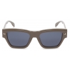 Alexander McQueen - Occhiali da Sole Rettangolari  con Spike Studs da Uomo - Talpa Grigio Blu - Alexander McQueen Eyewear
