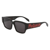 Alexander McQueen - Men's McQueen Graffiti Rectangular Sunglasses - Black Red - Alexander McQueen Eyewear