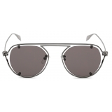 Alexander McQueen - Men's Skull Hinge Round Sunglasses - Ruthenium - Alexander McQueen Eyewear