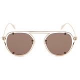 Alexander McQueen - Men's Skull Hinge Round Sunglasses - Gold Brown - Alexander McQueen Eyewear