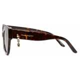 Alexander McQueen - Women's Skull Pendant Jewelled Sunglasses - Havana Brown - Alexander McQueen Eyewear
