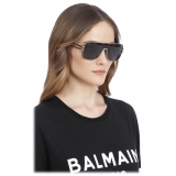 Balmain - Large Rectangular Sunglasses - Grey - Balmain Eyewear