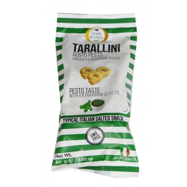 Terre di Puglia - Tarallini Millerighe - Gusto Pesto - Linea Salata - Mini - 80 g