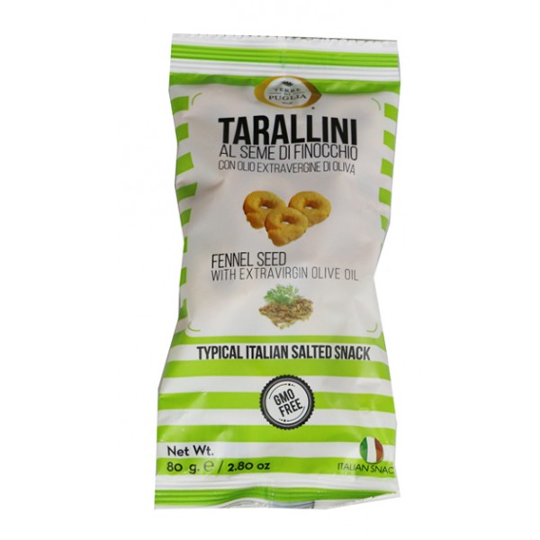 Terre di Puglia - Tarallini Millerighe - Semi di Finocchio - Linea Salata - Mini - 80 g