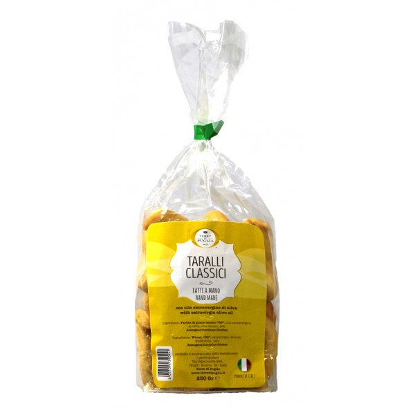 Terre di Puglia - Traditional Handmade Taralli - Classic - Extra Virgin Olive Oil - Bag - Salty Line