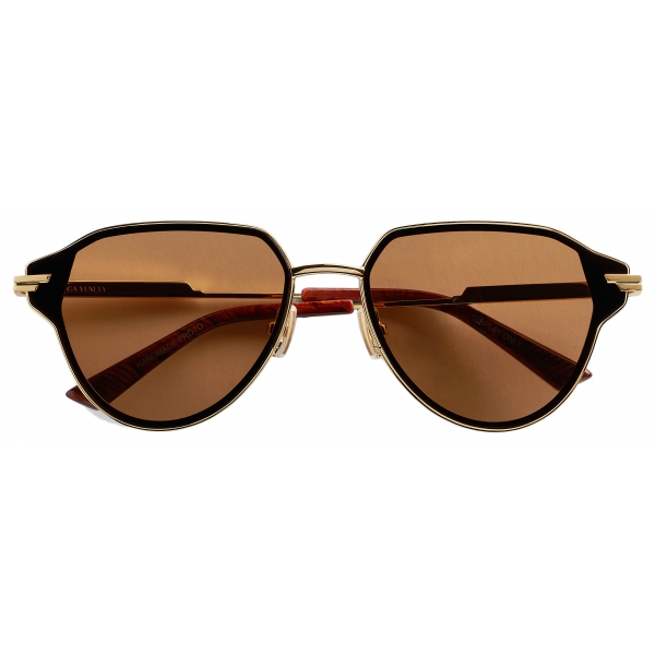 Bottega Veneta - Acetate Triangular Wrap Around Sunglasses - Almond Brown -  Bottega Veneta Eyewear - Avvenice