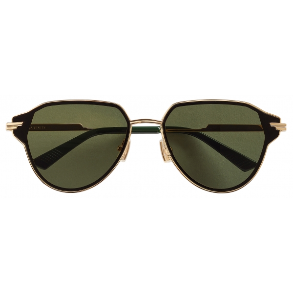 Bottega Veneta - Occhiali da Sole Glaze Aviatore in Metallo - Oro Verde - Occhiali da Sole - Bottega Veneta Eyewear
